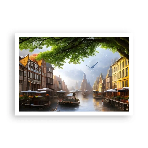 Plakat - Hollandsk bybillede - 100x70 cm