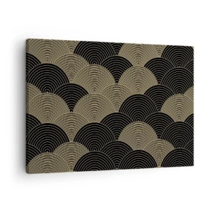 Lærredstryk - Billede på lærred - Art Deco-mønster med halvcirkler og guldlinjer - 70x50cm - Enhed i mangfoldighed - Moderne vægdekoration til stue og soveværelse ARTTOR