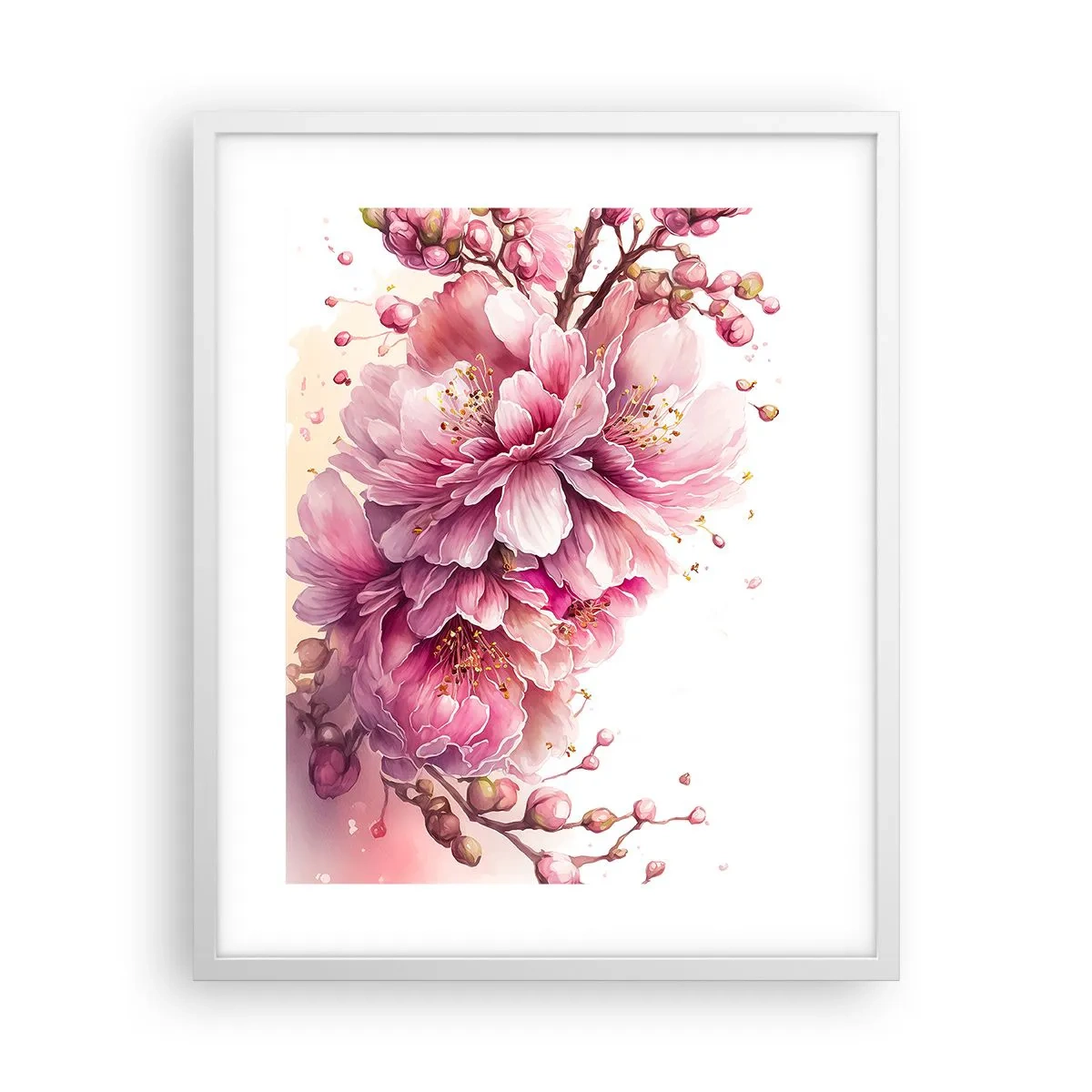 Plakat i hvid ramme - Kirsebærblomst - 40x50 cm