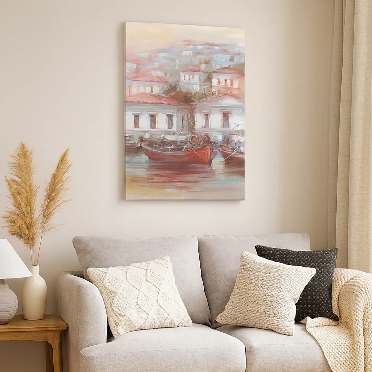 Lærredstryk - Billede på lærred - Lykkelig by - 50x70 cm