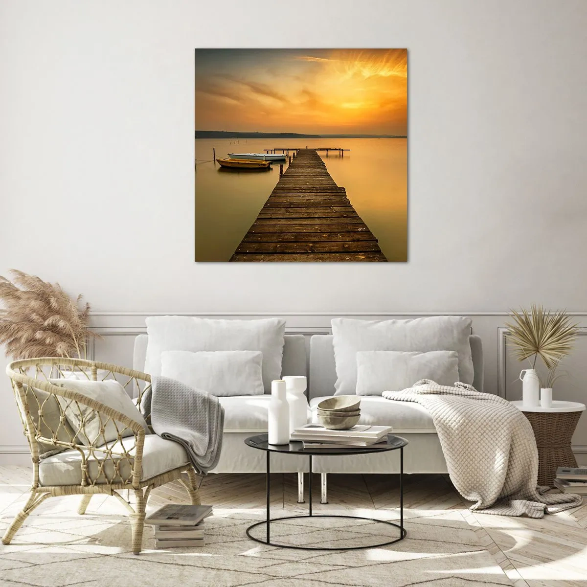 Billede på glas - Jeg vil åbne den gyldne himmel for dig - 60x60 cm