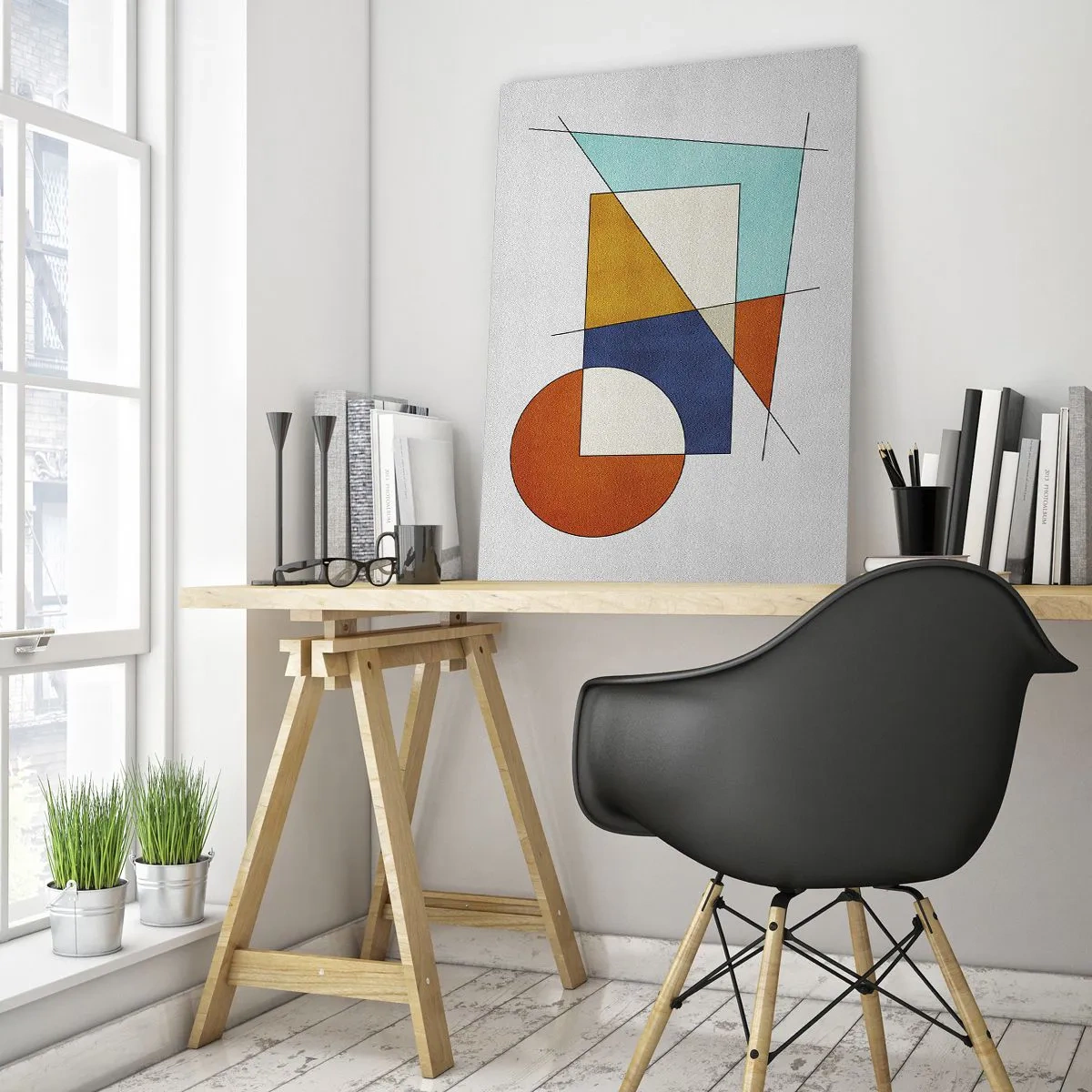 Billede på glas - Abstraktion: modernistisk leg - 70x100 cm