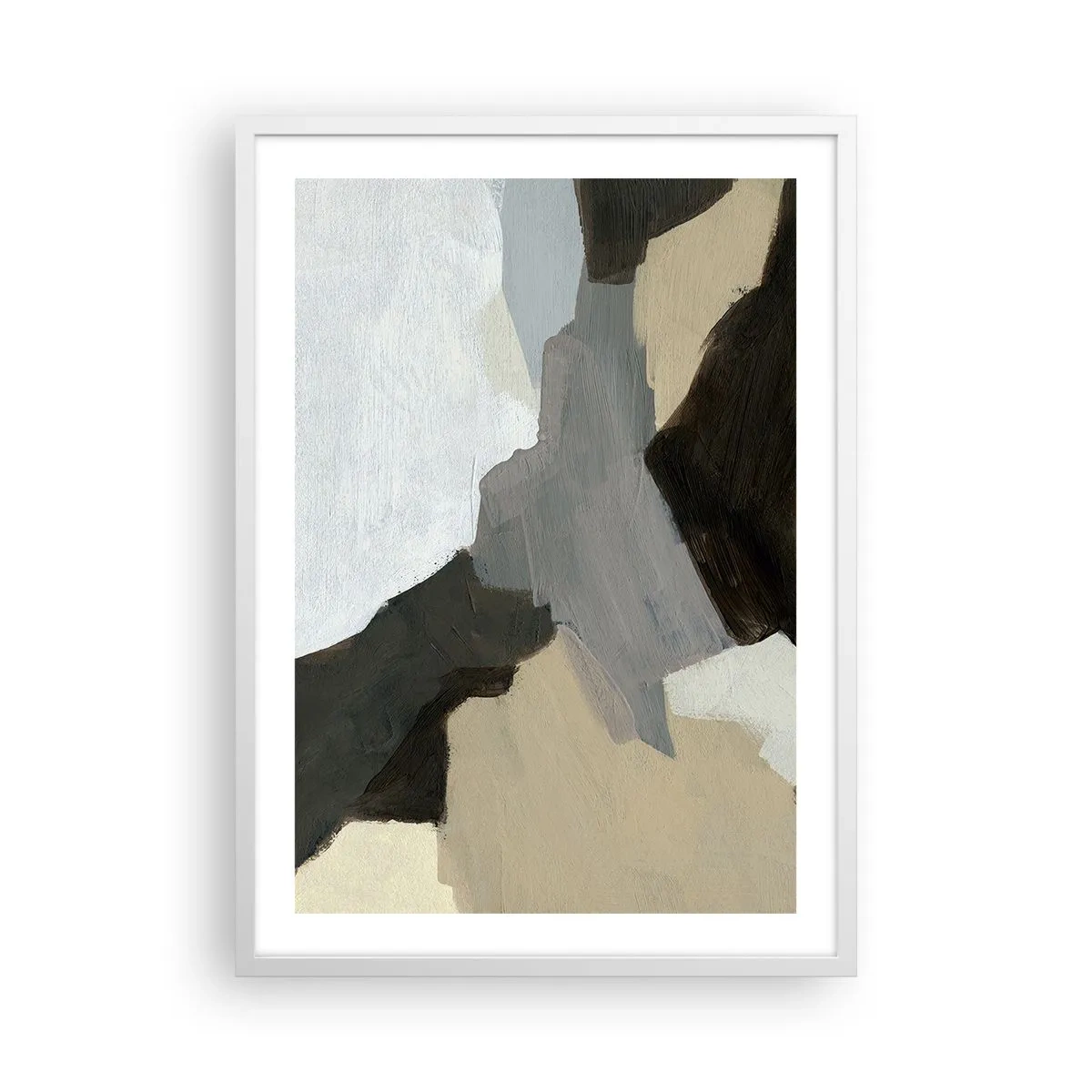 Plakat i hvid ramme - Abstraktion: afsked med det grå - 50x70 cm