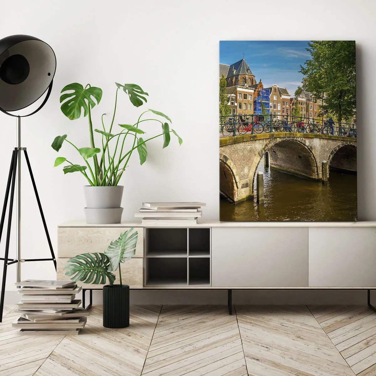 Lærredstryk - Billede på lærred - Forår ved kanalen - 50x70 cm