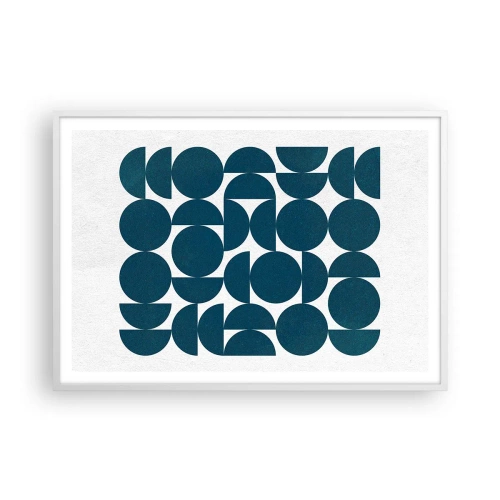 Plakat i hvid ramme - Cirkler og halvcirkler - 100x70 cm