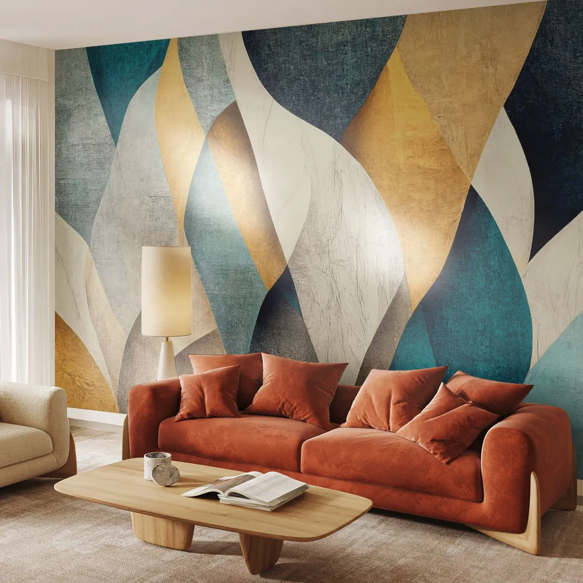Fototapet Premium Sand - Rytme og bølger - Abstraktion, Stykke, Udslidt - 500x350 cm