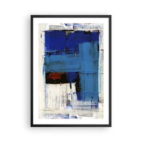 Plakat i sort ramme - Abstrakt komposition i nuancer af blå og hvid - 50x70cm - Det blås hemmelighed - Moderne vægdekoration til stue og soveværelse ARTTOR
