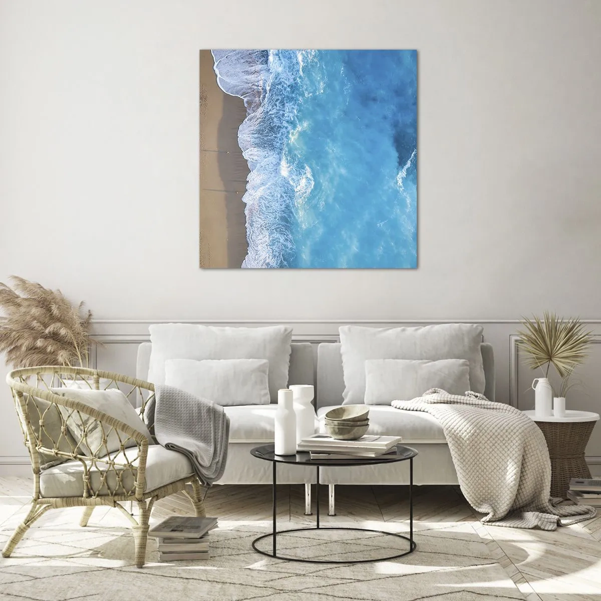 Billede på glas - Den blå kraft - 70x70 cm