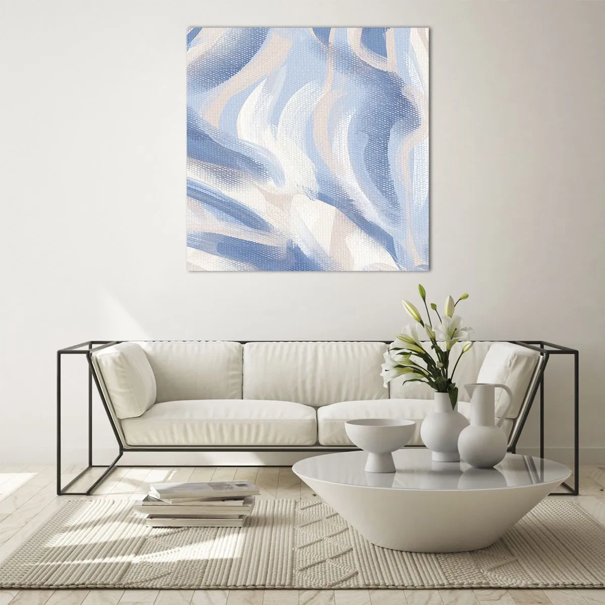 Billede på glas - Blå krusninger - 70x70 cm