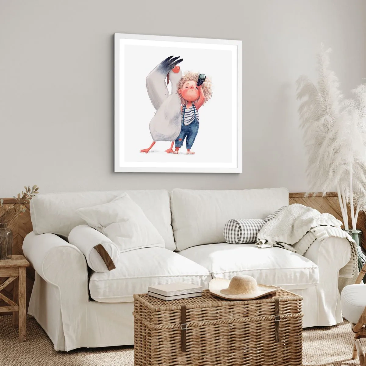 Plakat i hvid ramme - En plan for en fantastisk rejse - 60x60 cm