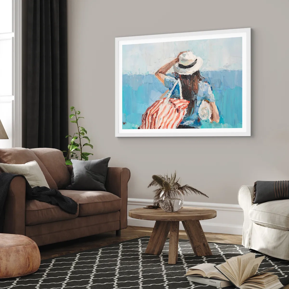 Plakat i hvid ramme - Velkommen på ferie - 40x30 cm
