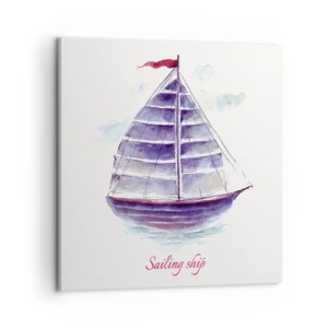 Lærredstryk - Billede på lærred - Fulde sejl og roligt vand - 50x50 cm