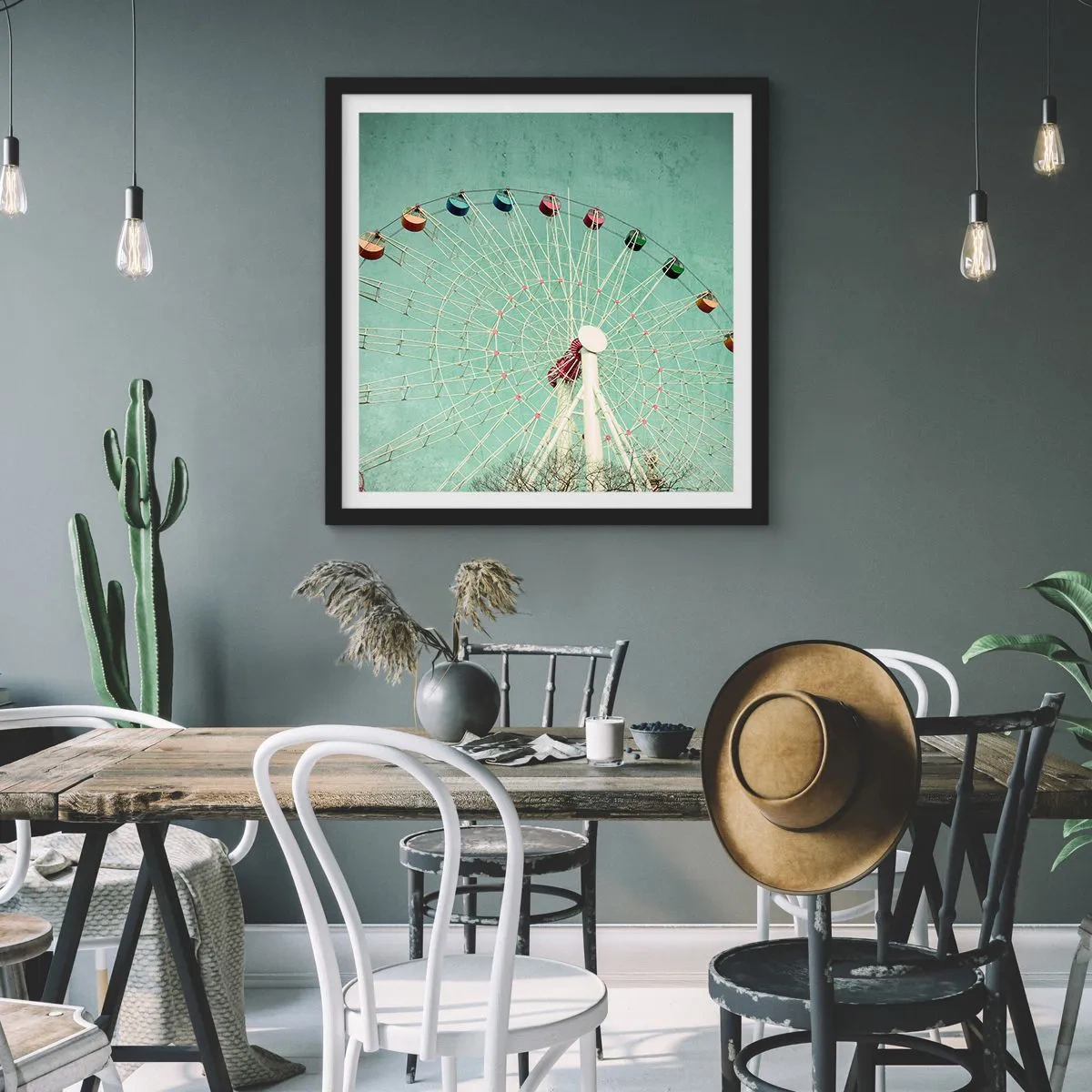 Plakat i sort ramme - Vi inviterer dig til at lege - 30x30 cm