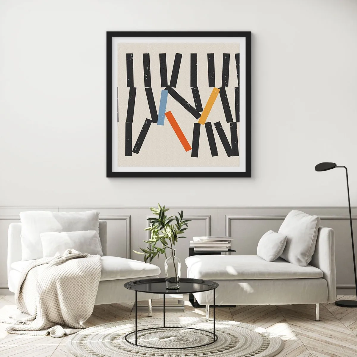 Plakat i sort ramme - Dominoer - komposition - 30x30 cm
