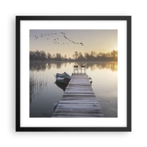 Plakat i sort ramme - Jeg kommer tilbage om et stykke tid - 40x40 cm