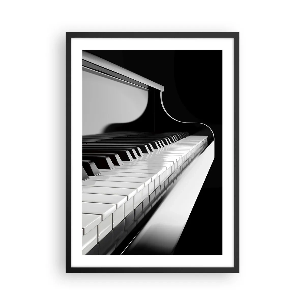 Plakat i sort ramme - Sort-hvid nærbillede af et klaverklaver - 50x70cm - Harmoni af former og farver - Moderne vægdekoration til stue og soveværelse ARTTOR