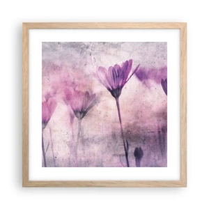 Plakat i ramme af lyst egetræ - En drøm af blomster - 40x40 cm