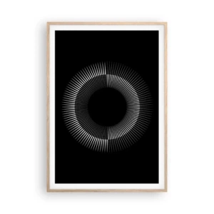 Plakat i ramme af lyst egetræ - Sort sol - 70x100 cm