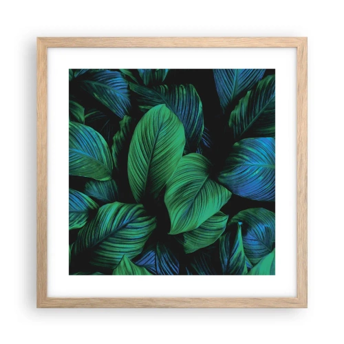 Plakat i ramme af lyst egetræ - I den grønne flok - 40x40 cm