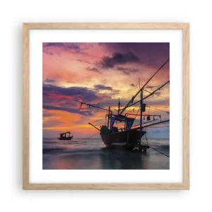 Plakat i ramme af lyst egetræ - En eksotisk aften - 40x40 cm