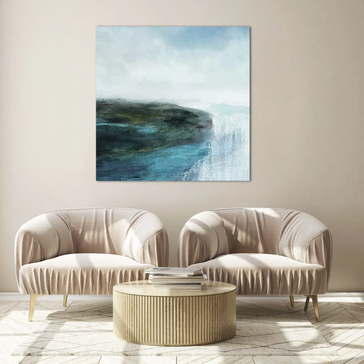 Billede på glas - Marin abstraktion - 40x40 cm