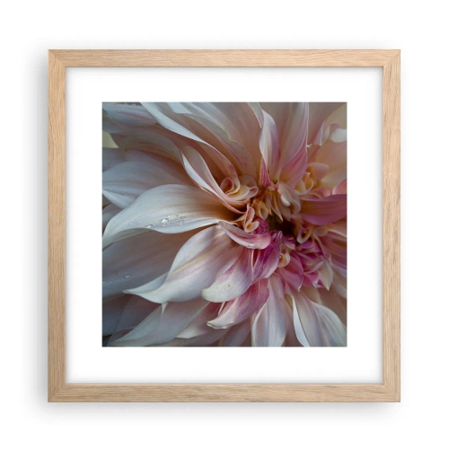 Plakat i ramme af lyst egetræ - Blomstrende friskhed - 30x30 cm