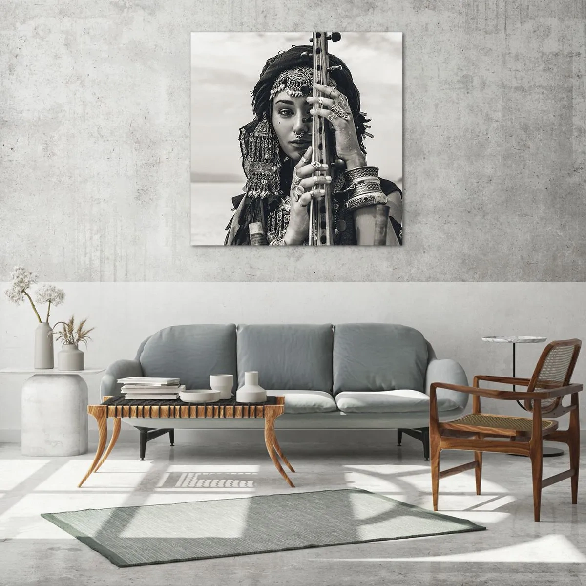 Billede på glas - Selve den orientalske musik - 70x70 cm