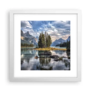 Plakat i hvid ramme - Over store og klare vande… - 30x30 cm