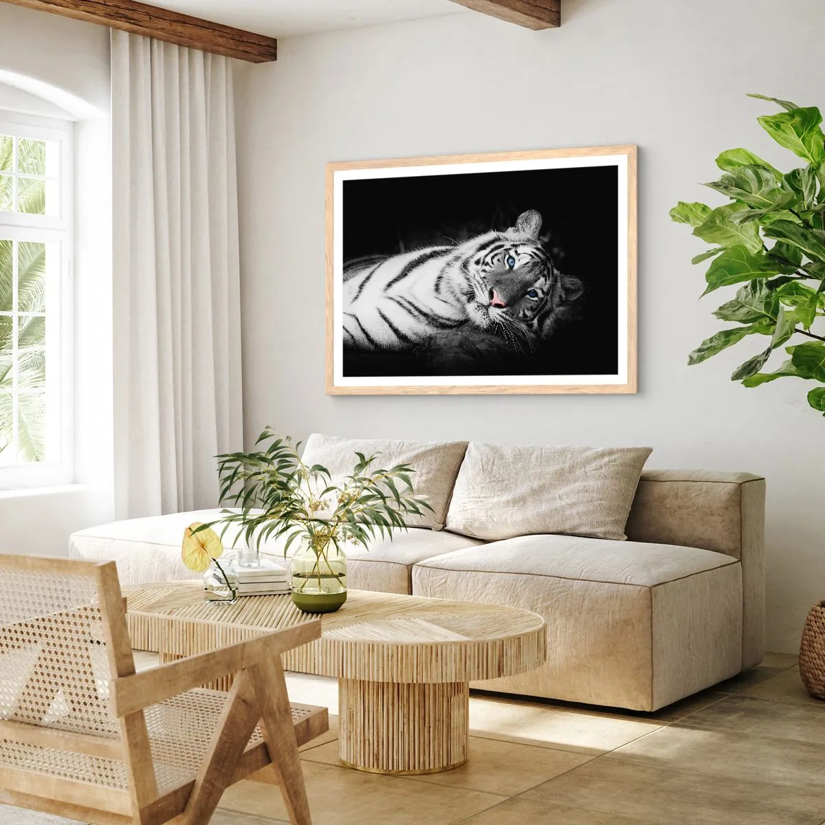 Plakat i ramme af lyst egetræ - Vildskab og fred - 91x61 cm