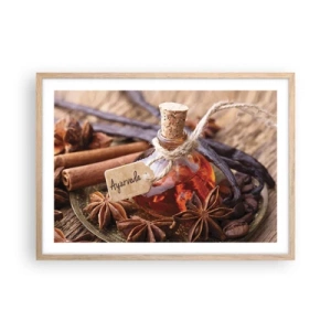 Plakat i ramme af lyst egetræ - På vej mod enhed af krop og ånd - 70x50 cm