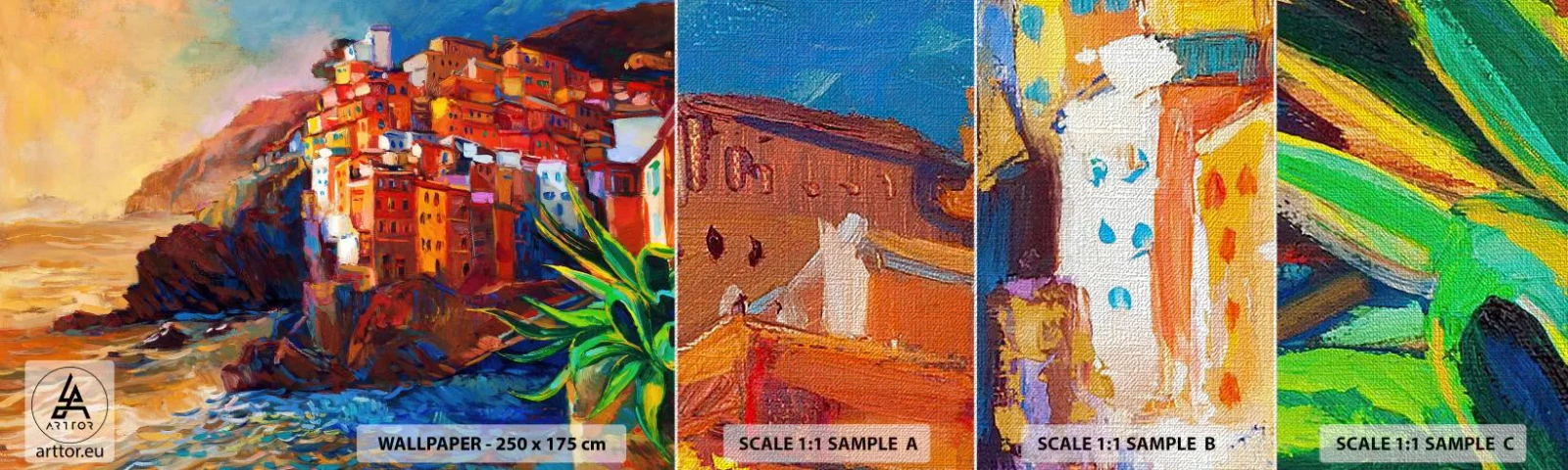 Prøve Fototapet Premium Canvas - Italiensk atmosfære - Landskab, Arkitektur, Havkyst - 100x30 cm