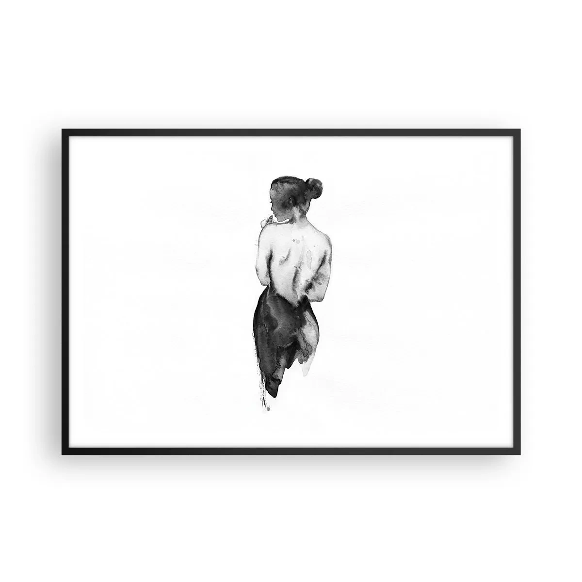 Plakat i sort ramme - Med hende forsvinder verden - 100x70 cm
