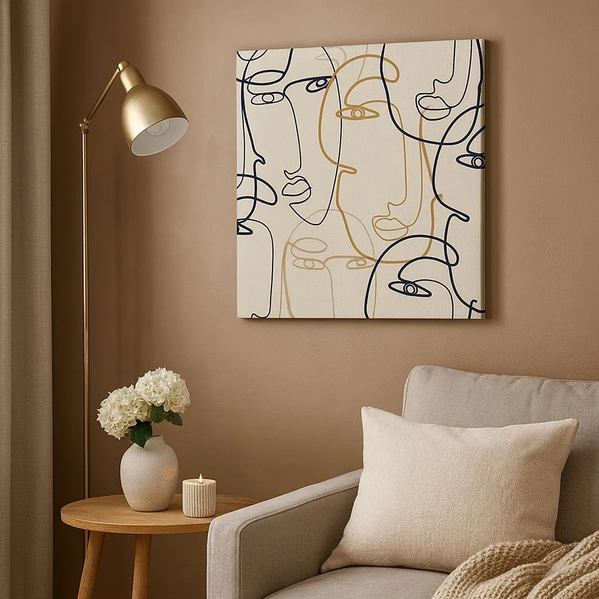 Lærredstryk - Billede på lærred - Portræt ganget med hinanden - 30x30 cm