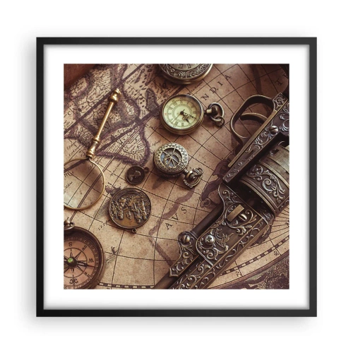 Plakat i sort ramme - Opkald til eventyr - 50x50 cm