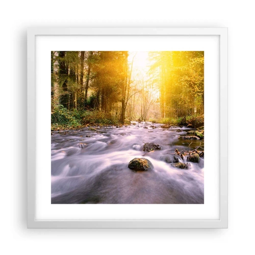 Plakat i hvid ramme - Malachit i sølv- og guldfatning - 40x40 cm