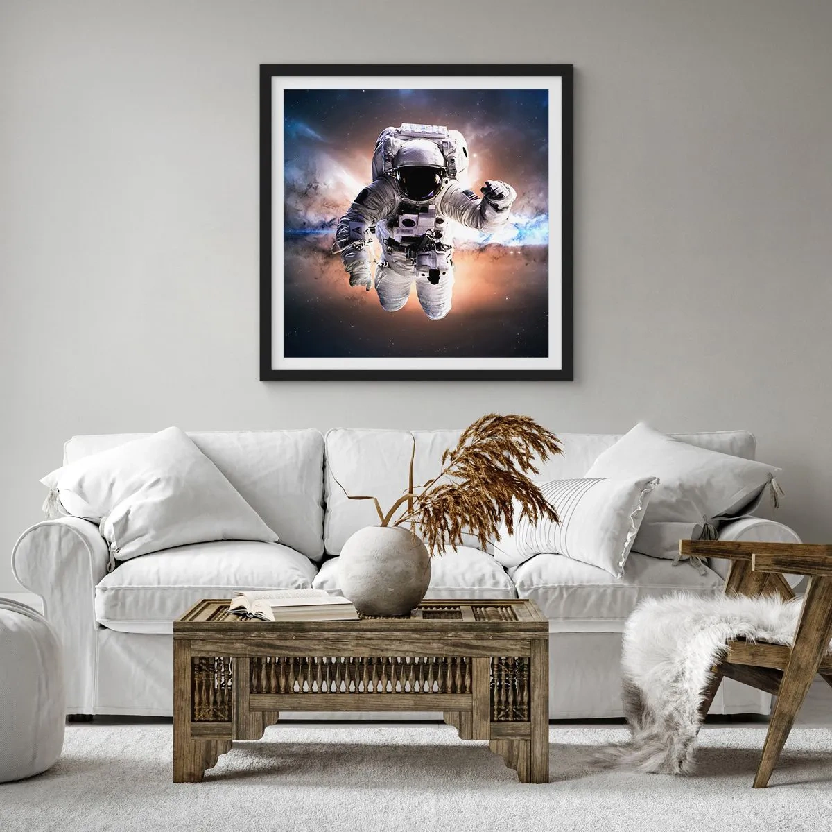 Plakat i sort ramme - Hilsner fra det ydre rum - 50x50 cm