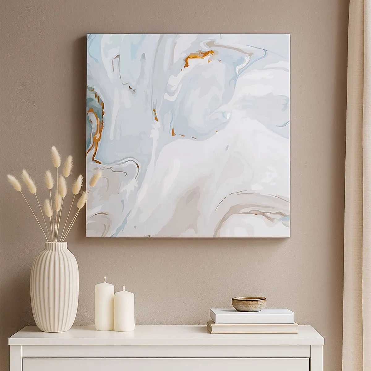 Lærredstryk - Billede på lærred - Hvid opløftet - 30x30 cm