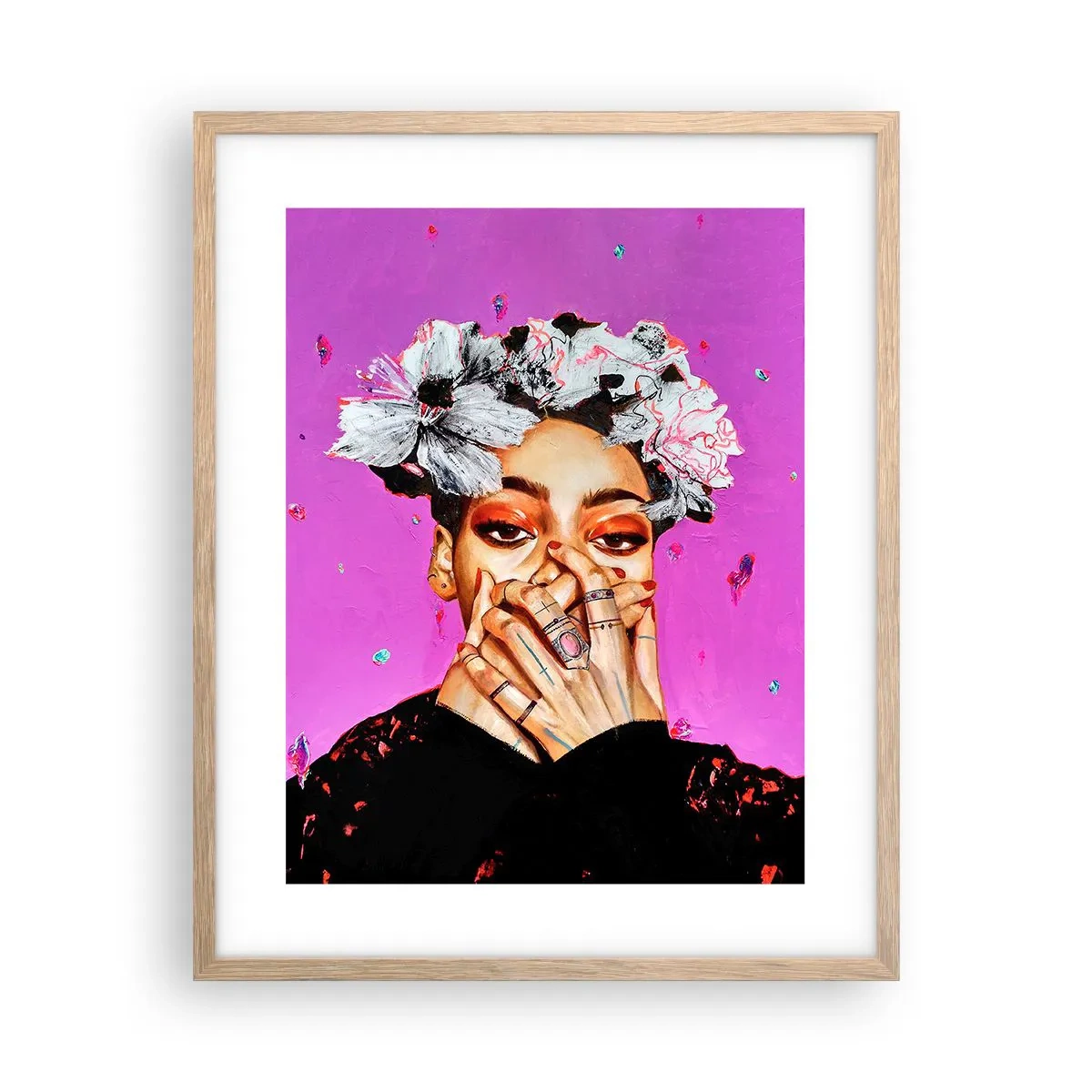 Plakat i ramme af lyst egetræ - En smule skør - 40x50 cm