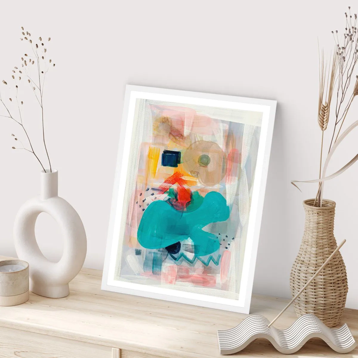 Plakat i hvid ramme - Et farverigt spil - 70x100 cm