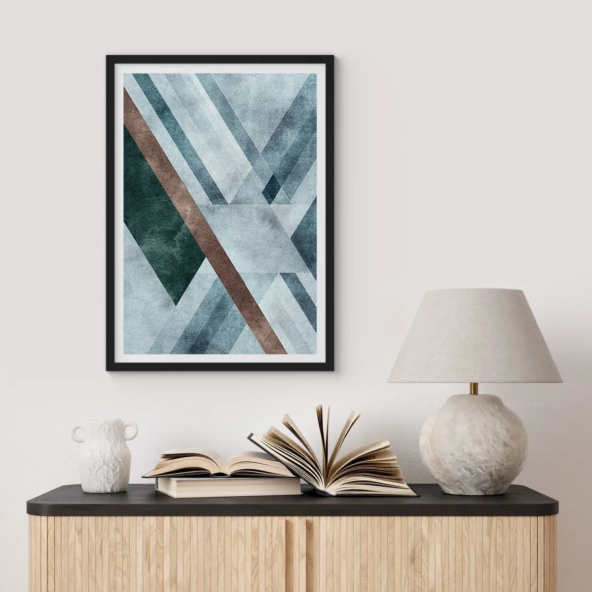 Plakat i sort ramme - Sofistikeret elegance i geometri - 70x100 cm