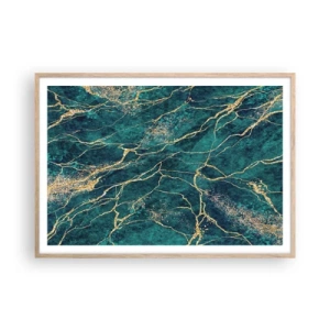 Plakat i ramme af lyst egetræ - Guldåre - 100x70 cm