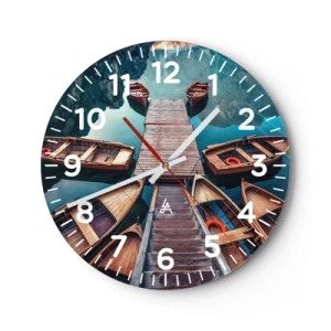 Vægur, Uret - Venter i marinaen - 30x30 cm