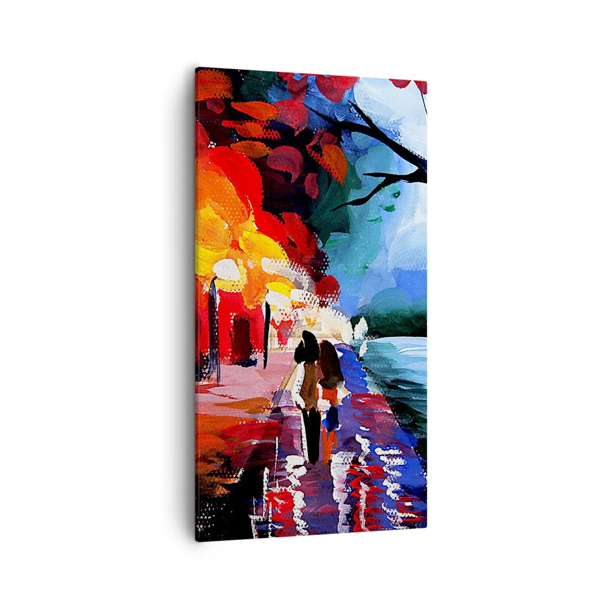 Lærredstryk - Billede på lærred - Flammende efterår i parken - 55x100 cm