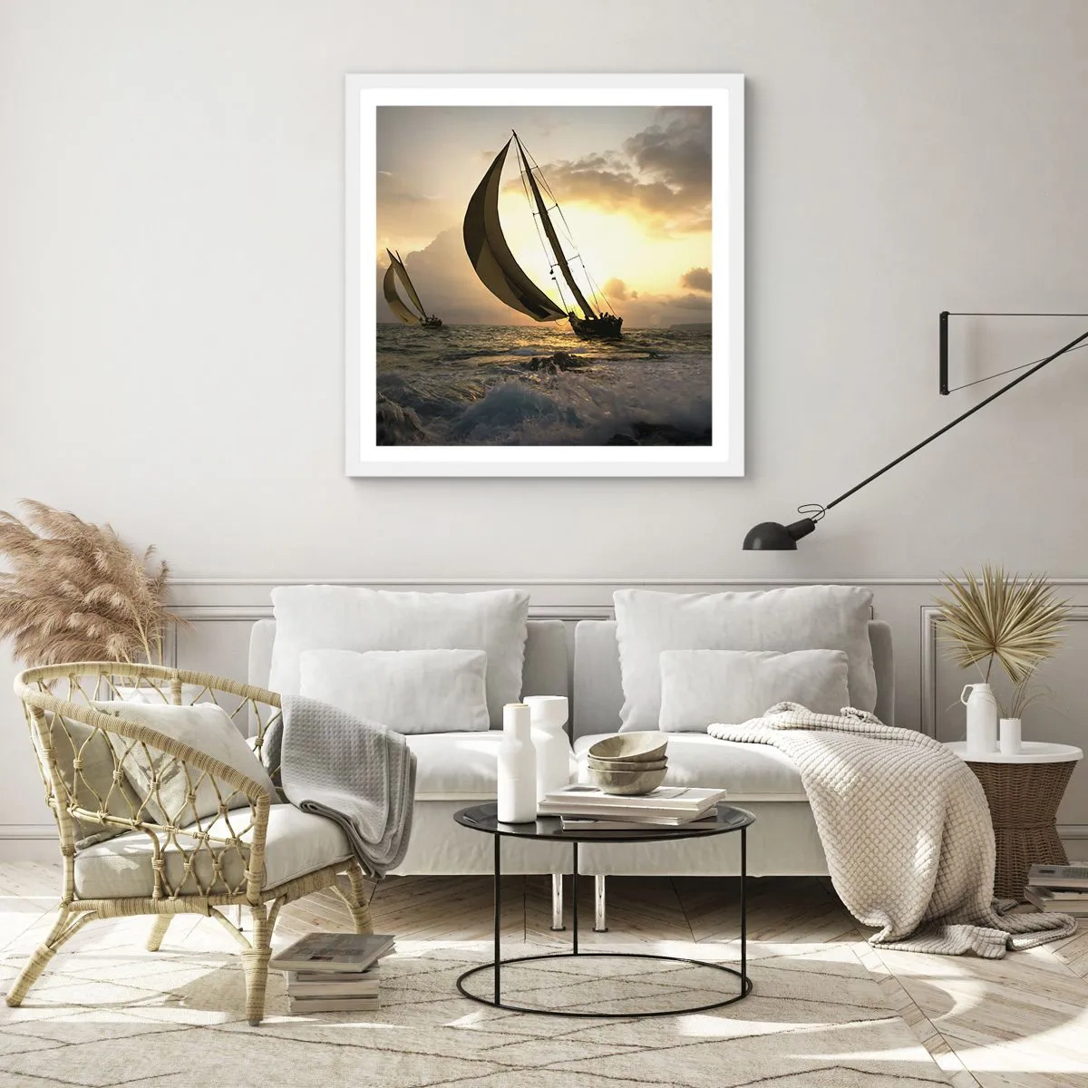 Plakat i hvid ramme - I medvind og modvind - 60x60 cm