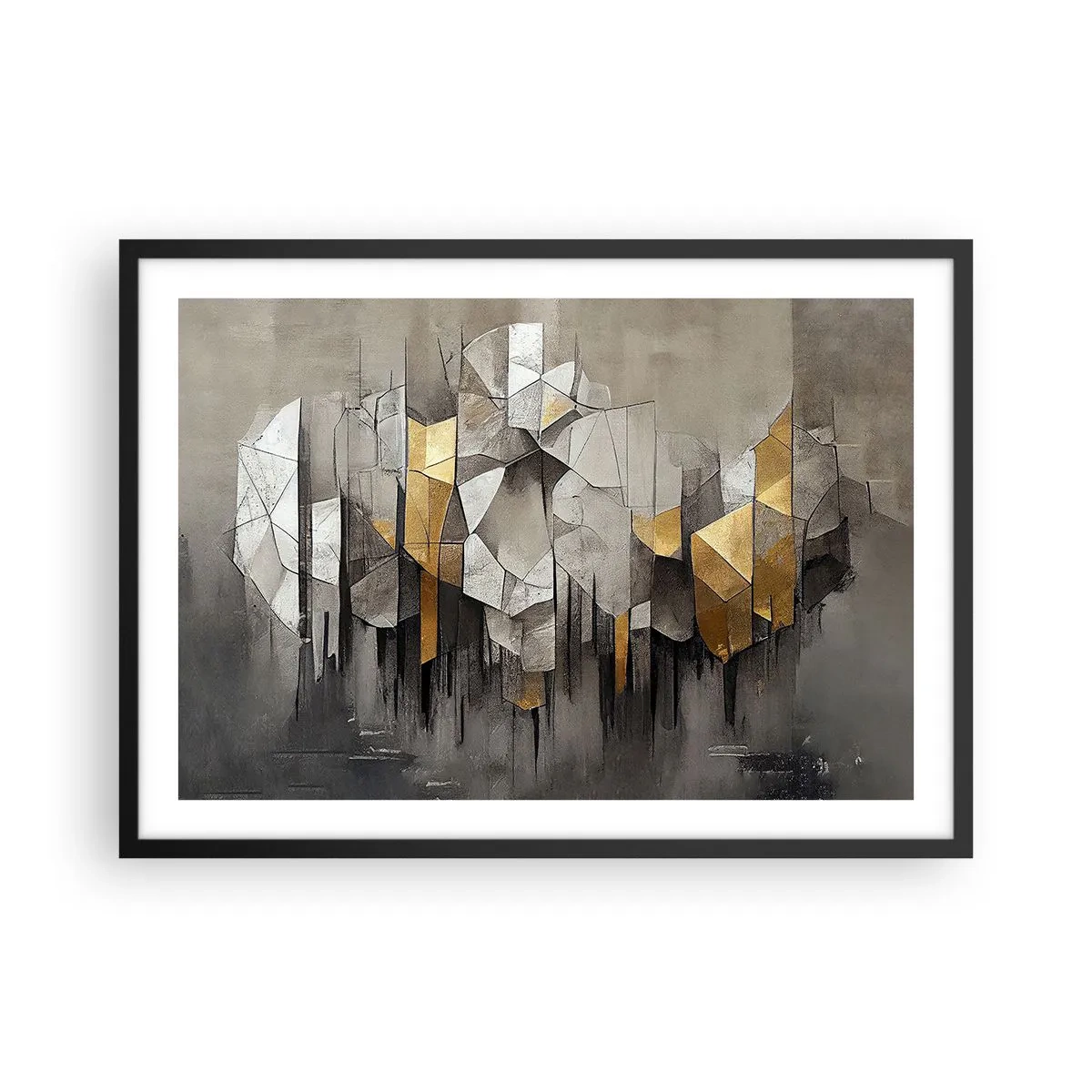 Plakat i sort ramme - Komposition lavet af is og lys - 70x50 cm