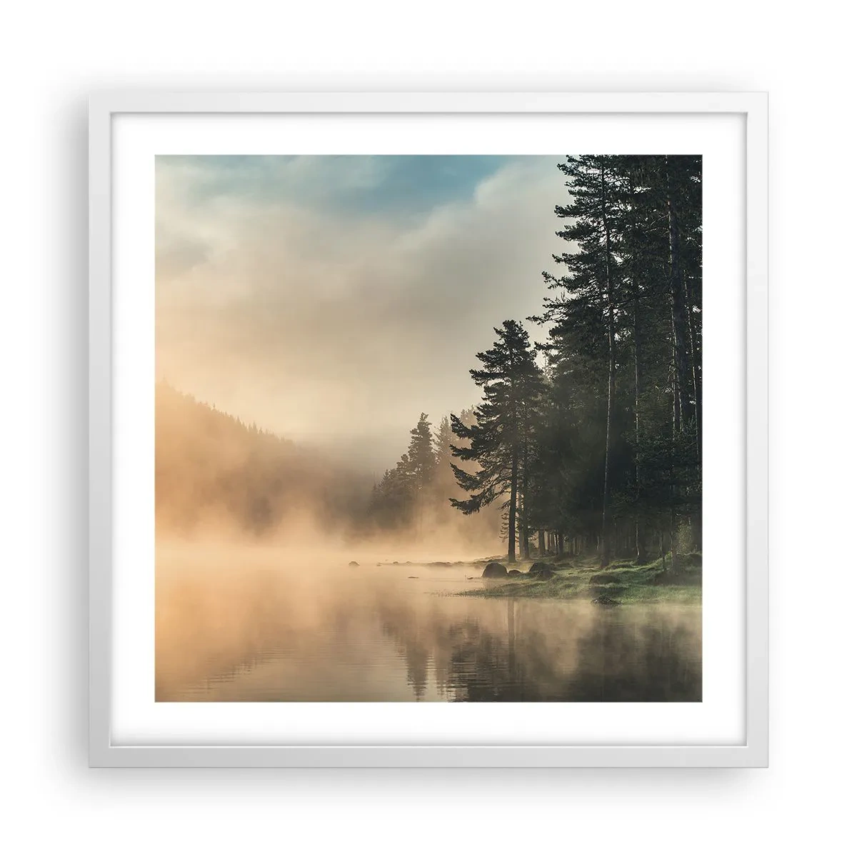 Plakat i hvid ramme - En dags fødsel - 50x50 cm