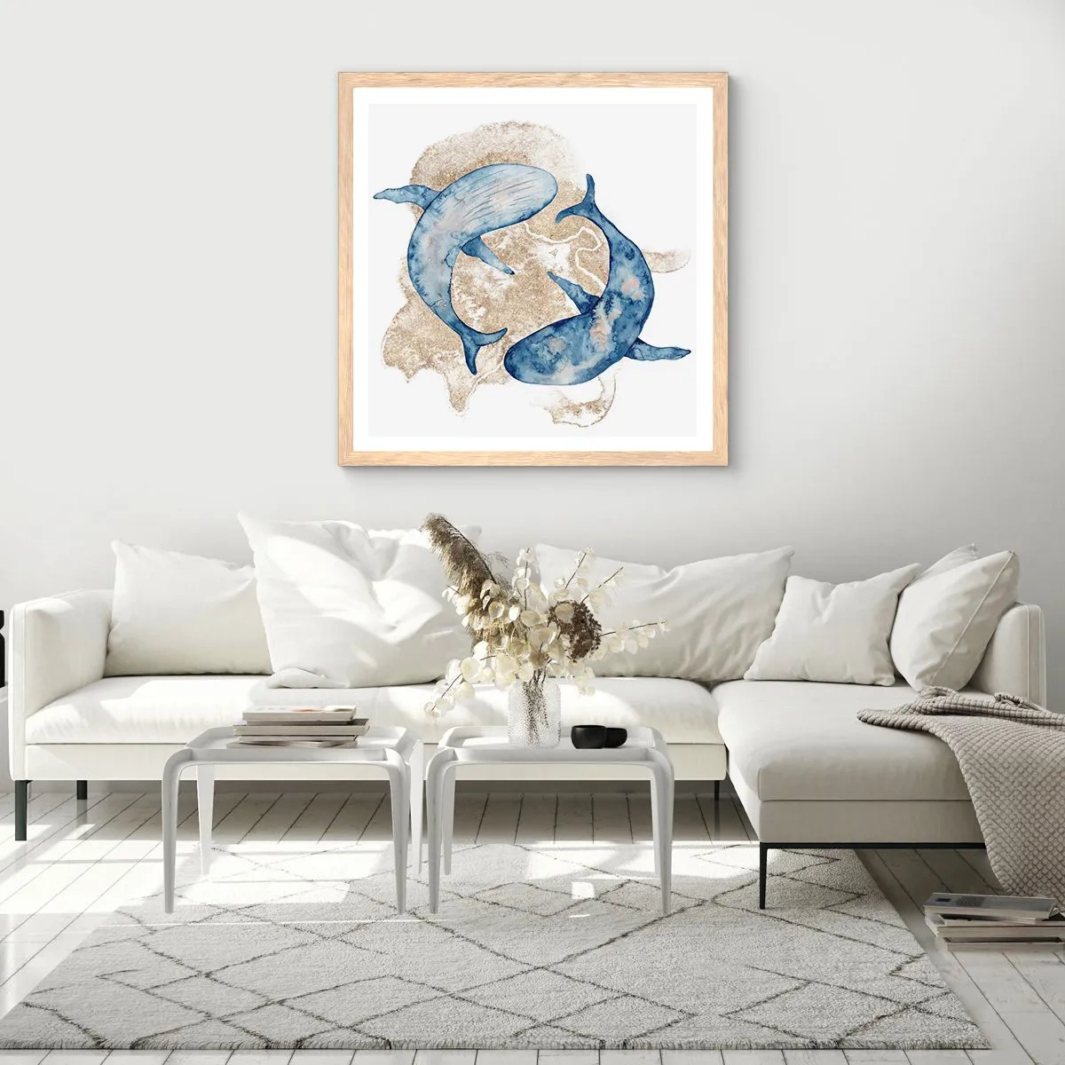 Plakat i ramme af lyst egetræ - Venskab eller kærlighed? - 60x60 cm