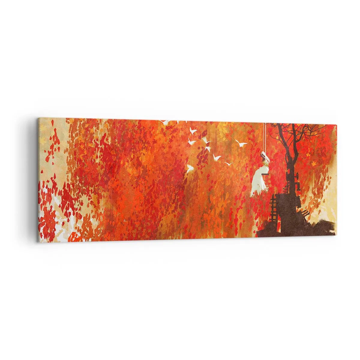 Lærredstryk - Billede på lærred - Vil han flyve med dem? - 140x50 cm