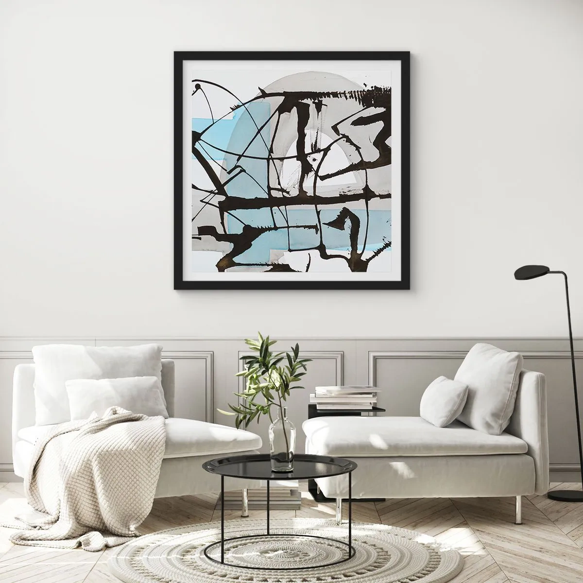 Plakat i sort ramme - Ikke desto mindre blå - 60x60 cm