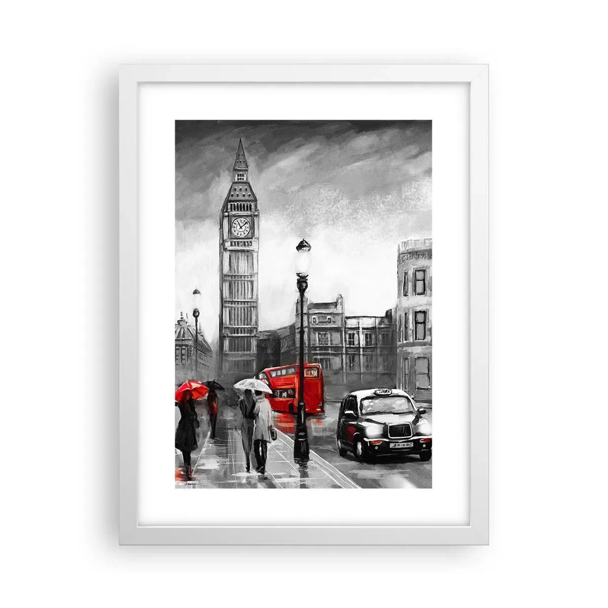 Plakat i hvid ramme - Overhovedet ikke en grå by - 30x40 cm